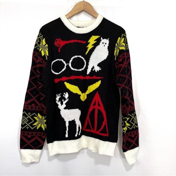 Harry Potter Owl Deathly Hallows Pullover Crewneck Sweater M - Picture 2 of 8